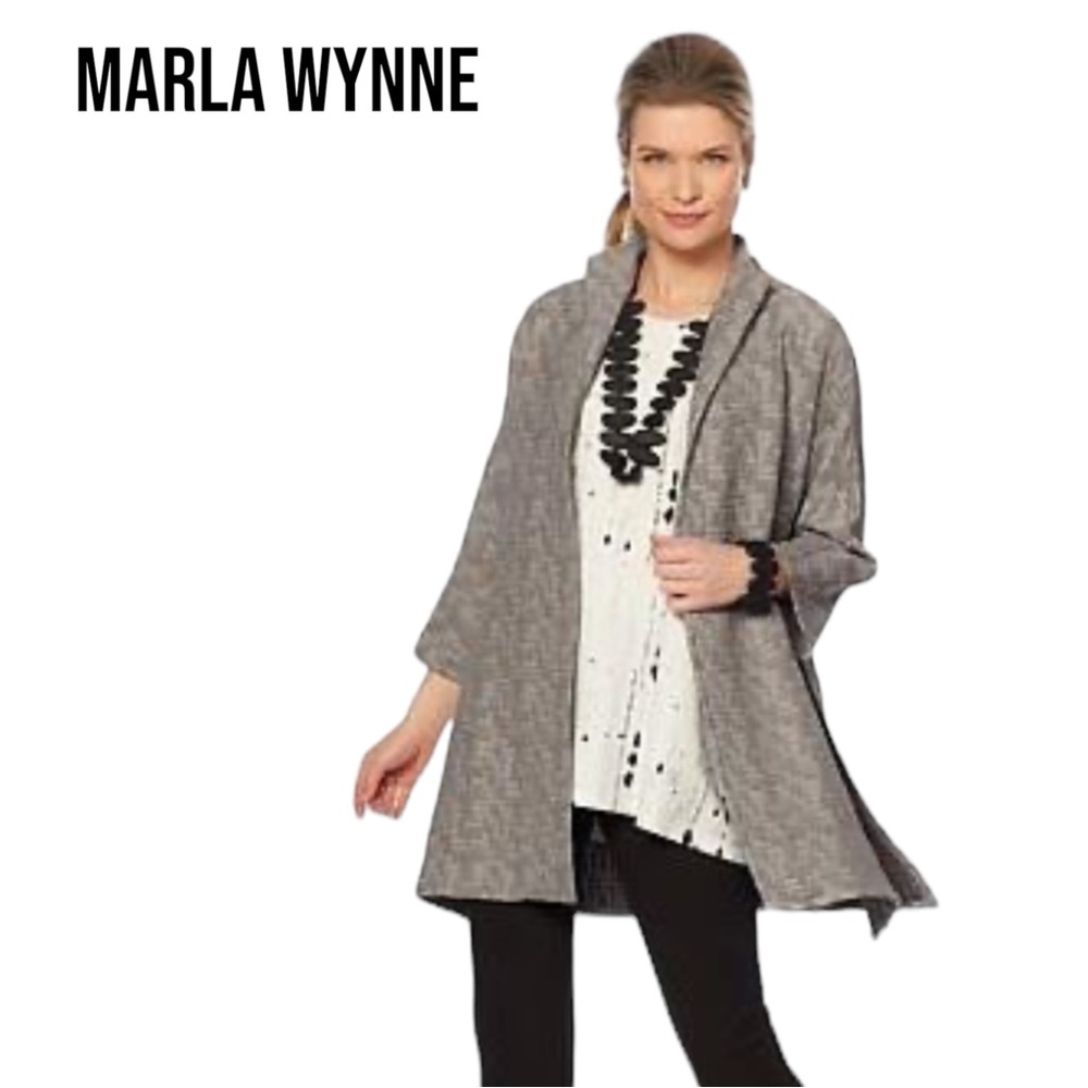 NWT MarlaWynne TEXTURED SEASONLESS TOPPER Small GRAY Jacquard Knit